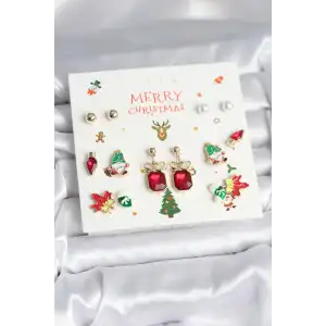 Kadın Küpe 8 Çift Yılbaşı Temalı