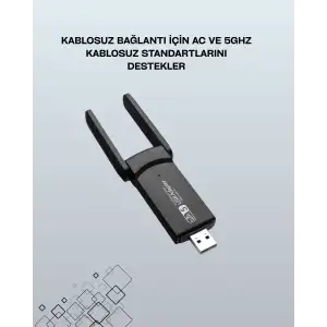 Taşınabilir AC1200 USB WiFi Adaptör - Yüksek Performanslı İnternet Çözümü