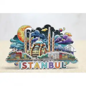 Estetik Ahşap İstanbul Temalı Magnet 11x9 cm