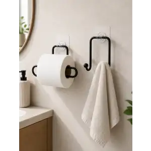 Modern Askılık ve Tuvalet Kağıt Tutucu 2li Set