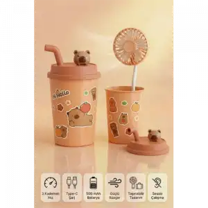 Şirin Bardak Tasarımlı Mini Fan - 1 Adet