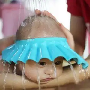 1 adet Silikon Bebek Banyo Şapkası Mavi
