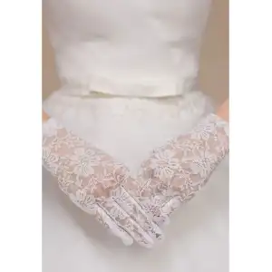 Şık Dantelli Eldiven 25 cm 1 Çift Beyaz Renk