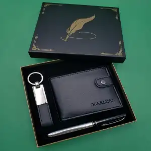16 Cm Metal Cüzdan Anahtarlık Kalem Hediye Seti