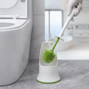 Beyaz Kullanıma Uygun Ergonomik Silikon Tuvalet Fırçası