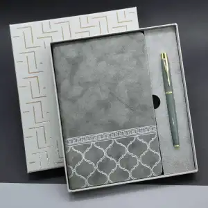 22 X 20 Cm Metal Defter Kalem Seti Hediyelik