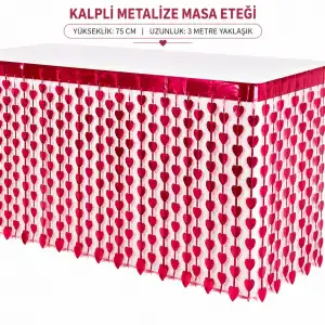 75 Cm Kalpli Metalize Masa Eteği Kırmızı 75x300 cm