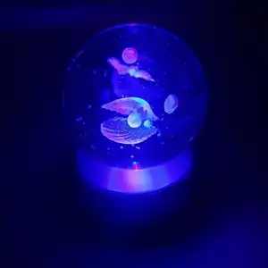 8 Cm 3 Adet Cam Küre Kristal Işıklı