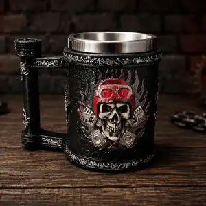 Bardak Kuru Kafa Motorcu Tasarımlı Metal Kupa