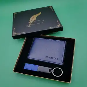 18 Cm Metal Cüzdan Mavi Anahtarlık Set