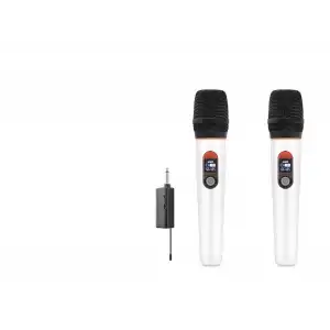 6.35 Mm Ölçülü Profesyonel Kablosuz Uhf 2 Mikrofonlu Set Beyaz B