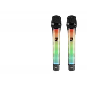 Profesyonel Kablosuz Uhf 2 Mikrofonlu Set Rgb Siyah