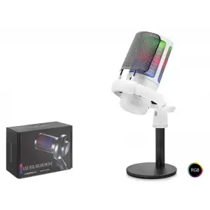 3.5mm Dokunmatik Profesyonel Mikser Kontrollü Rgb Mikrofon 24 Bit Çinko Alaşım Gövde Type C Beyaz ME6SW
