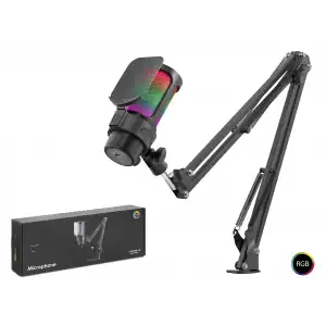 Evrim Kullanımına Uygun RGB Mikrofon Seti Boom Mikrofon Kolu Type C 192kHz 24Bit Siyah M835B