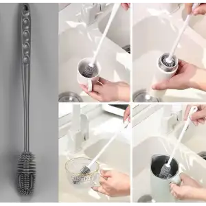 Kullanıma Uygun Silikon Uzun Saplı Kavanoz Yıkama Fırçası