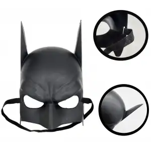 Maske Siyah Renk Çocuk Boy Arkadan Lastikli Batman si 20x14 cm