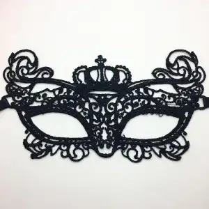 Maske Siyah Renk Dantel İşlemeli Örgülü Parti si Model 6