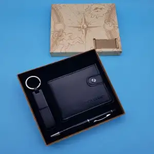 Cüzdan Siyah Touchpen Kalem Anahtarlık Ve