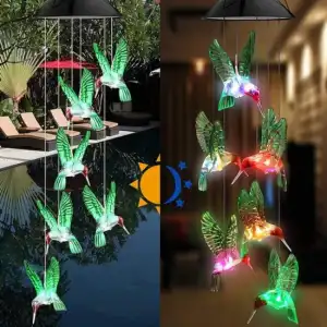 Kullanıma Uygun Solar Led Işıklı Kuşlu Bahçe Dekoru 6 Ledli,Renkli Işık