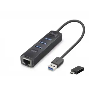 Usb Type c 3.2 Gen1 Hub Ethernet Gigabit 4 Port Siyah