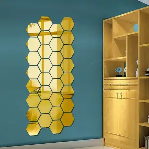 12 Adet Yapışkanlı Akrilik Gold Ayna Seti