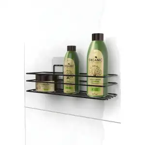 5 kg Siyah Metal Yapışkanlı Duş ve Banyo Rafı