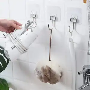 Cam Yapışkanlı Tekli Askı Şeffaf Demir Uçlu