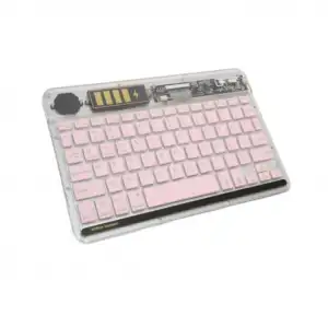 Şeffaf Pembe Rgb Bluetooth Klavye Kablosuz Kullanım