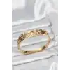 Bileklik Çelik Gold Renk Minimal Yoncalı Kadın Kelepçe