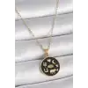 Kolye Çelik Gold Renk Siyah Şans si