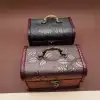 Deri Sandık Kutusu 3lü Set (Ahşap Model)