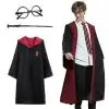 Harry Potter Gryffindor Kapişonlu Çocuk Kostüm + Asa + Gözlük Seti 7 8 Yaş Çeşidi