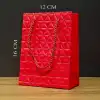 Şık Mini Boy Hediye Çantası 16x12 cm Kırmızı Gold