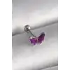 Mor Renkli Çelik Piercing 6mm 1.2mm Kalınlık