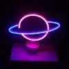 Modern Neon Işıklı Satürn Lamba Pil ve USB Uyumlu