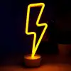 Pil Neon Işıklı Şimşek Lamba USB ve li