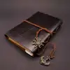 Şık Eskitme Deri Pusula Defter 75 Yaprak
