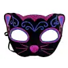 Maske Siyah Kadife Kaplama Üzeri Pembe Mavi Sim İşlemeli Kedi si 20x13 cm