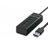 Siyah Usb 3.0 Hub 4 Port 30 cm Veri Aktarım Cihazı