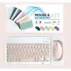 Ergonomik Pembe Kablosuz Klavye Mouse Seti 2.4GHz