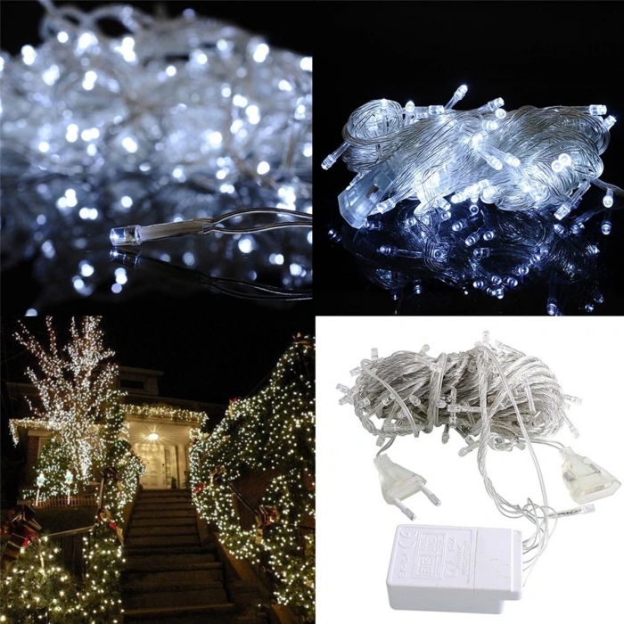 LED Aydınlatma 10 Metre 100 Ledli 8 Fonksiyonlu Dekor Lambası Beyaz