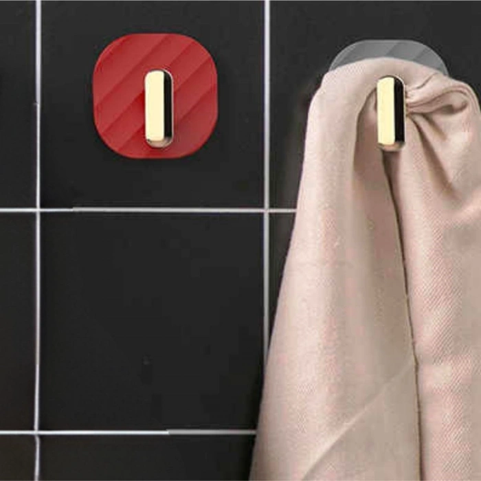 Dolap Kapak Kulpu 2 Adet Kendinden Yapışkanlı Retro Askılık Kırmızı