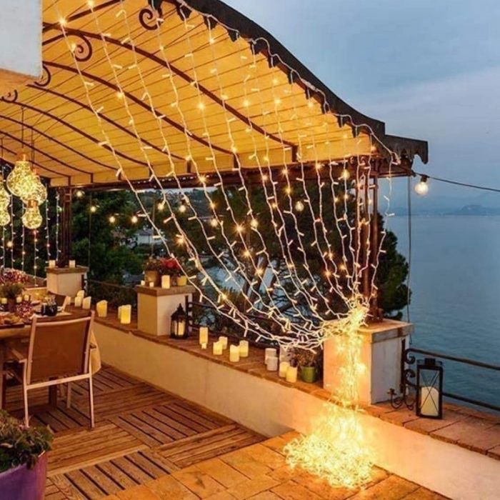 LED Günışığı Perde 2x2 Metre 320 LED 8 Fonskiyonlu Dekor Amaçlı