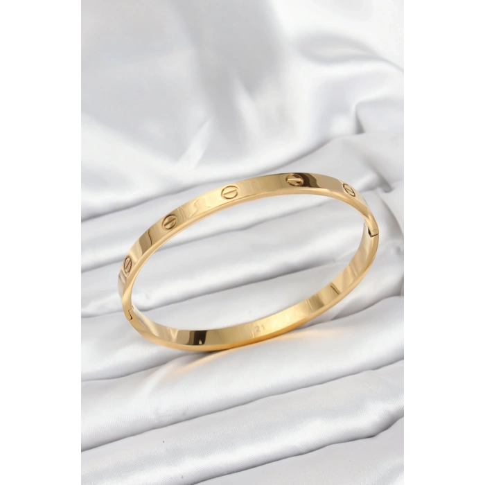 316L Çelik Gold Renk 65 mm Kadın Kelepçe Bileklik TJ-BB7912