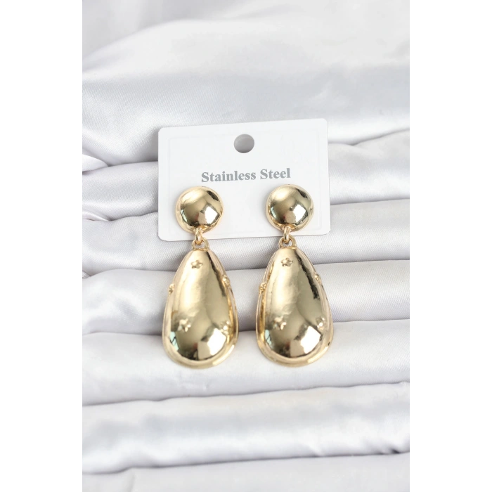 316L Çelik Gold Renk Damla Model Kadın Küpe TJ-BKP11830