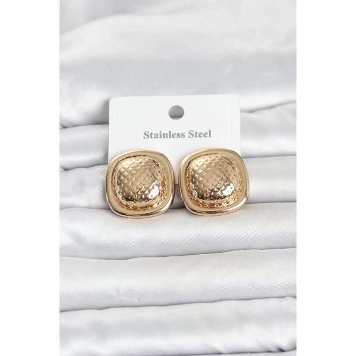 316L Çelik Gold Renk Düğme Model Kadın Küpe TJ-BKP11816