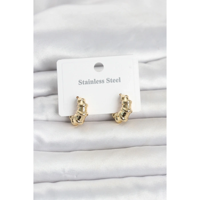 316L Çelik Gold Renk Halka Model Kadın Küpe TJ-BKP11834