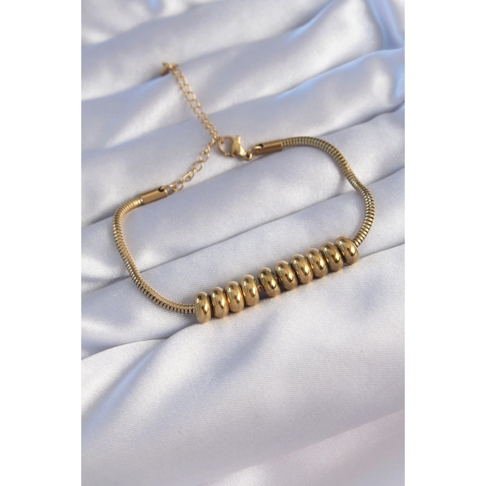 316L Çelik Gold Renk Oval Figürlü Bileklik TJ-BB6096
