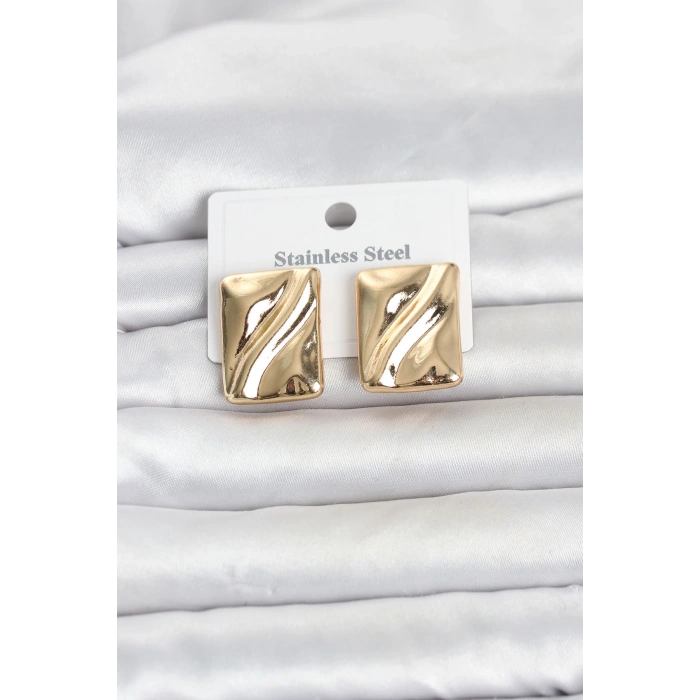 316L Çelik Gold Renk Plaka Model Kadın Küpe TJ-BKP11806