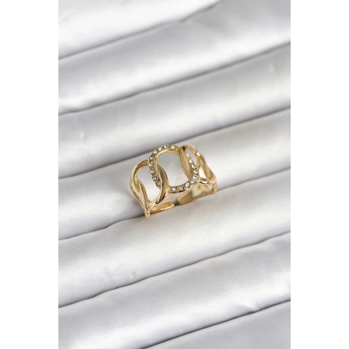 316L Çelik Gold Renk Samanyolu Model Kadın Yüzük TJ-BYK4160